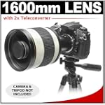 Rokinon 800mm Multi-Coated Mirror Lens with 2x Teleconverter (=1600mm) for Sony Alpha DSLR SLT-A33, A35, A55, A57, A560, A580, A65, A77 Digital SLR Cameras