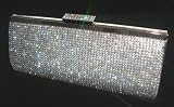 Shimmering High Quality Silver Diamante Encrusted Evening bag Clutch Purse Party Wedding