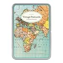 Cavallini Vintage World Map Carte Postale, 18 Postcards per Tin