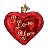 Old World Christmas I Love You Heart Glass Blown Ornament