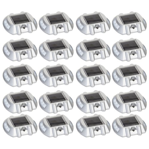 Solar Road Path Deck Dock Warning Lights w/ White LED’s (20 Pack)