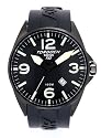 Torgoen - T10301 - Montre Homme d'Aviateur Acier Noir - Quartz Analogique - Cadran Noir - Dateur - Etanche 10 ATM - Bracelet Caoutchouc Noir