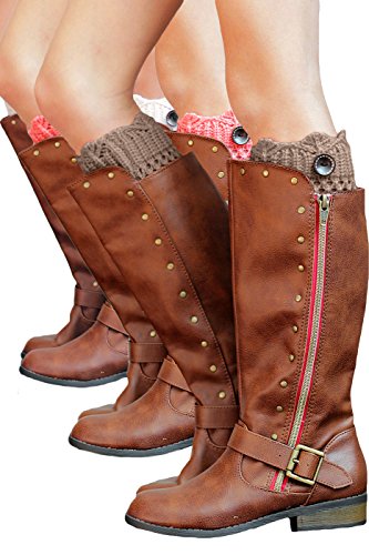 Girls Boot Cuffs 1 Button Knit Cuff for Kids by Modern Boho