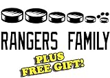 8.5" x 3.5" Rangers Hockey Family Vinyl Sticker Decal [Die-cut, White] + with Free Hockey Pencil