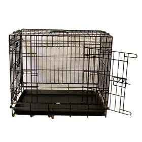 30" 2 door fold flat black dog cage EC30 + bed + travel bowl
