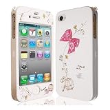 JAMMYLIZARD. Bow series. Jolie couverture (coquille dure) d�cor�e blanc/rose coque case cover pour iPhone 4/4Spar JAMMYLIZARD