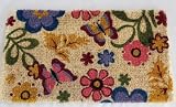 Homescapes - Door Mat - Spring Butterfly Summer Garden - 45 x75 cm - 100% Natural Coir - Indoor and Outdoor Doormat