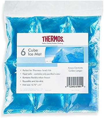 Purple Thermos Insulated 6 Can Collapsable Cooler With Two Reusable 6-Cube Ice Mats