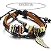 COOLSTEELANDBEYOND Angel Wing Multi-strand Brown Leather Bracelet for Men Women Tribal Leather Wristband Wrap Bracelet