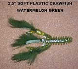 3.5 Soft Plastic Crawfish - Watermelon Green (10 Pack) Various tail colors