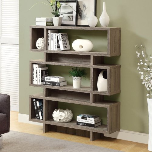 Monarch Reclaimed-Look Modern Bookcase, 55-Inch, Dark Taupe