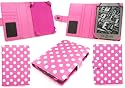 EMARTBUY New Kindle 4 Wallet Case Cover Pouch In Polka Dots Hot Pink / White with FREE Screen Protector for New Amazon Kindle 4, All - New Latest Generation 2011 Release Amazon Kindle 6" inch Wi-Fi