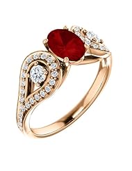10K Rose Gold 7.00x5.00mm Oval Cut Ruby and Diamond Ring -- LIFETIME WARRANTY