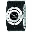 Gucci Womens Ya112420 Twirl Medium Steel And Black Rubber Bangle Watch from Gucci