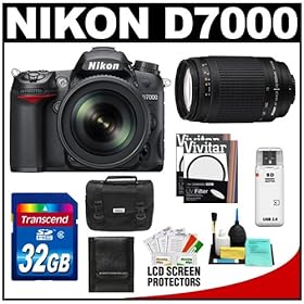 Nikon D7000 Digital SLR Camera & 18-105mm VR + 70-300mm Lens + 32GB Card + Filters + Case + Accessory Kit