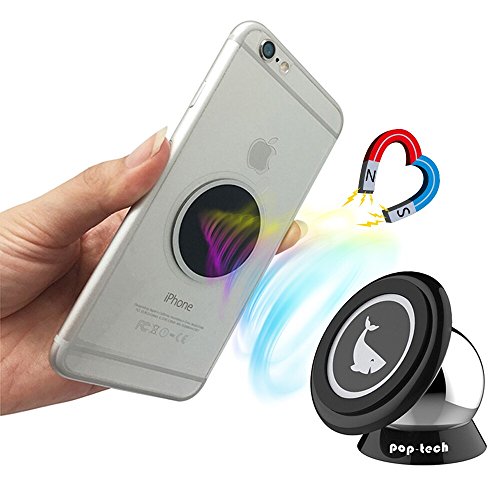 Mobile Phone Car Mount, Pop-Tech Universal Magnetic Cell Phone Dashboard Car Mount Holder for Apple iPhone iPod Samsung Galaxy LG HTC Nokia MOTO, Android Smartphone, GPS, Sticks on Any Flat Surface
