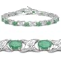 7.30 Carat Genuine Emerald Ovals & Diamond Silver Bracelet