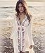 Yonala Women Vintage Flower Embroidery Drawstring Beach Dress Swimsuit Cover Up