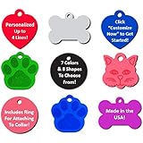 Pet ID Tag Custom for Dog Cat Personalized | Many Shapes and Colors to Choose From | Made in USA | Strong Anodized Aluminum