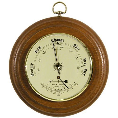 Weather Barometer Thermometer Home Weather Station in Dark Oak