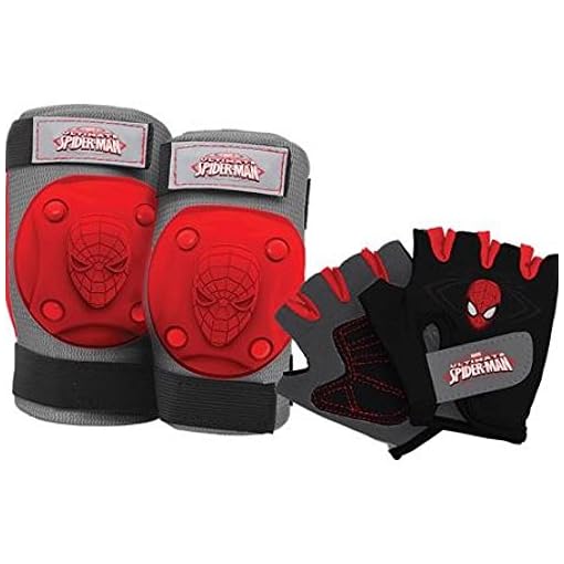 Marvel Spiderman Kids Skate / Bike Helmet Pads & Gloves 7 Piece Set