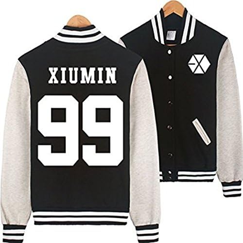 Treesate Grace Karin Kpop EXO EXO-M EXO-K Varsity Baseball Jacket Black