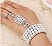 The Great Gatsby Inspired Bridal Flower Pattern Simulated Pearl Bracelet Ring Set Ring Size US 8-9