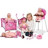 Graco Baby Doll Playset - Stroller, Swing, Pack N Play Lite Playpen, Tray, Potty, Travel Bag, 2 Baby Monitors, 3 Doll Accessories