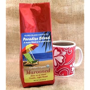 Aloha Island Certified Organic Coffee, Marooned Light Roast, 8 Oz Whole Bean by Aloha Island Coffee