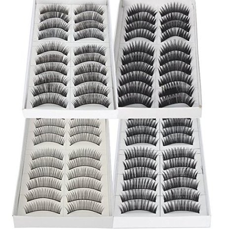 So Beauty Black Long & Thick Reusable False Eyelashes Fake Eye Lash for Makeup Cosmetic - 4 Kinds of Style?-40pairs