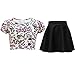 A2Z 4 Kids Girls Love Graffiti Scribble Print Crop Top & Black Skater Skirt Set Age 7 8 9 10 11 12 13 Years