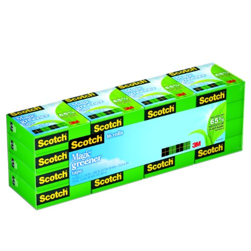 Scotch Magic Greener Tape, 3/4 x 900 Inches, Boxed, 16 Rolls (812-16P)