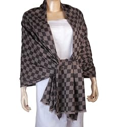 Black Cashmere Pashmina Shawl Wrap Handcrafted in India 80 x 28 inches