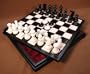 Alabaster chest & checkers, wood frame, Blk/White, 3 inch King