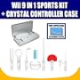 Nintendo Wii 9 in 1 Sports Pack and Crystal Controller Case with Complimentary FREE Exclusive Super Deal Micro Fiber Cleaning Cloth