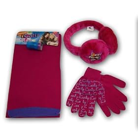 icarly Girl's Nickelodeon Earmuff, Scarf and Glove Set - 3 Piece Set (7-14)