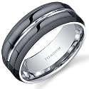 Revoni Modern Style comfort fit Mens 8mm Black Titanium Wedding Band Ring Sizes P to Z