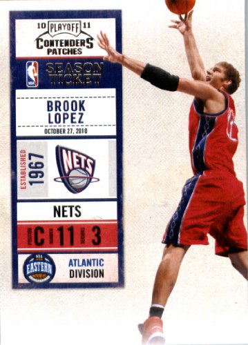 2010 11 Playoff Contenders Plates & Patches Basketball Card # 56 Brook Lopez New Jersey Nets In a Protective Screwdown Display Case!