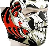 Yasson Mens Reversible Windproof Black Tribal Classic Skull Neoprene Half Facemask
