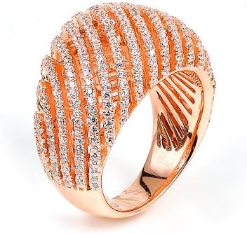 Sterling Silver Micro-Pave Cz Ring With Rose Gold Plating, Size 7