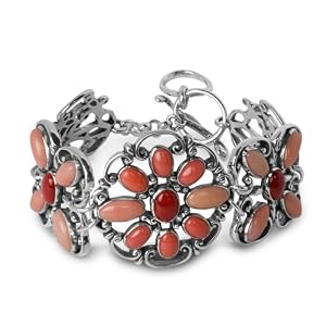 Carolyn Pollack Sterling Silver Coral Clusters Flamenco Bracelet by 