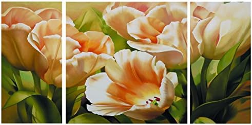 Crogyeya 3 Pieces Modern Canvas Art Unframed Oil Paintings Huge Flowers Paintings on Canvas Painting for Living Room Wall Decor