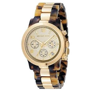 MICHAEL Michael Kors Ladies Chronograph Goldtone Mixed Metal and Tortoise Acrylic Bracelet Watch by Michael Kors