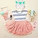 EFINNY Baby Girl Clothes Striped Tulle Skirt Mini Sundress Short Sleeve Tutu Dress 3-4Y