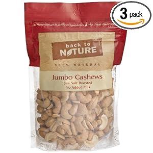 Back To Nature Jumbo Cashews, Sea Salt, Roasted, No Added Oils, 10-Ounce Pouches (Pack of... by Back to Nature