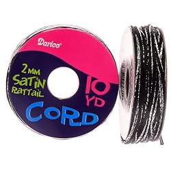 2mm Satin Rattail Cord, Black/Silver, 10 yd roll (Pack of 1)
