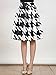 Choies Women's Color Block Houndstooth Print High Waist Pleated Skater Midi Skirt