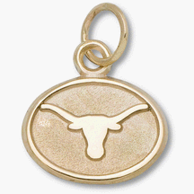 Texas Longhorns 1/4″ Oval “Longhorn” Charm – 14KT Gold Jewelry