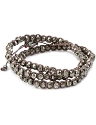 M. Cohen Handmade Designs Triple Wrap Gemstone Beads on Black Cord Bracelet