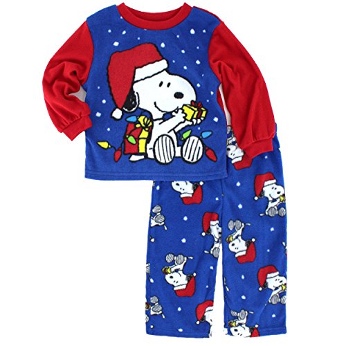 Peanuts Snoopy Boys Christmas Holiday Fleece Pajamas